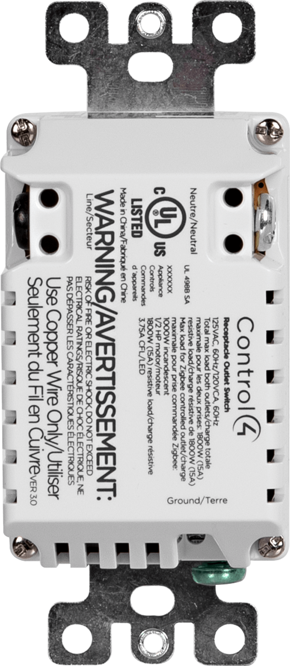 Control4® Receptacle Outlet Switch, 120V (White)