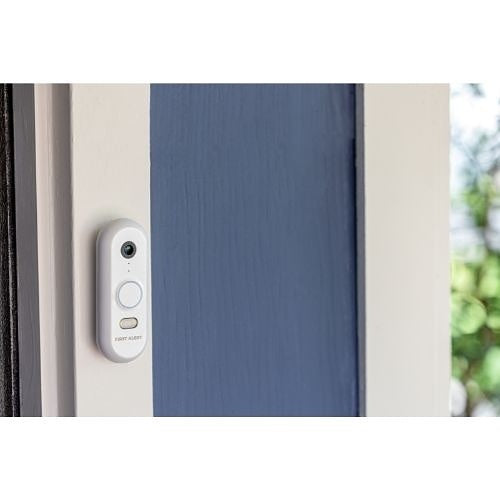 First Alert CAMW-WDB VX1 HD Video Doorbell, White/Gray Trim