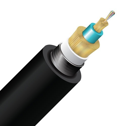 Cleerline 12ACS50125OM3PE SSF Armored Direct Burial Micro-Distribution LT Cable, 12 Strand, PE/OSP/Burial, 50/125, OM3, Black, Spool, 1000'