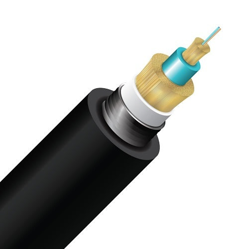 Cleerline 2ACS50125OM3PE-B SSF Armored Direct Burial Micro-Distribution LT Cable, 2 Strand, PE/OSP/Burial, 50/125, OM3, Black, Cut to Order