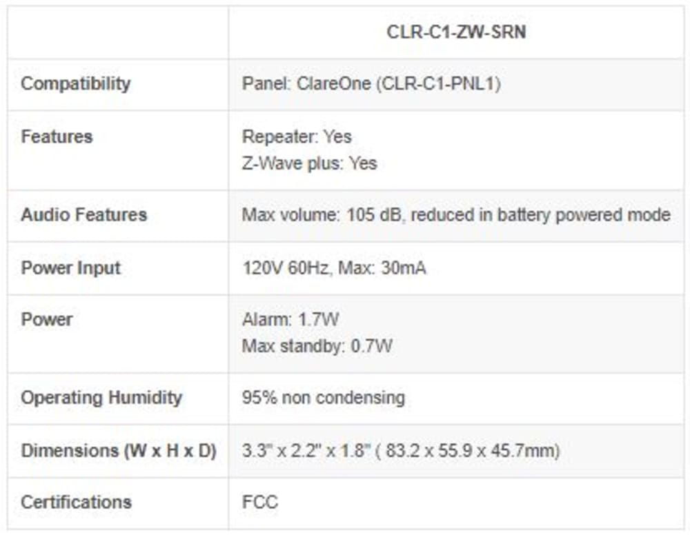 ClareOne Z-Wave Indoor Siren