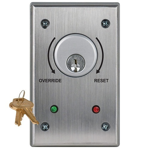 Camden CM-1070/CG2-7212-60KA 1000 Series Surface Mount Key Switch with Mortise Cylinder, SPDT Momentary and Maintained, "AUTO" and "MAINTENANCE" Text, Solid Brass