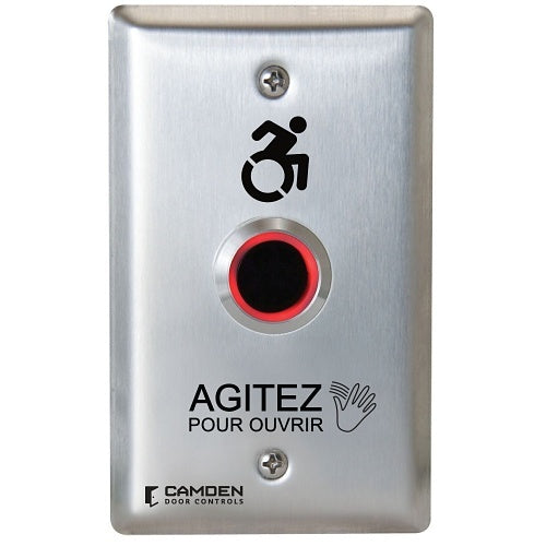 Camden CM-221/A42F ValueWave Touchless Switch, Single Gang, Wave to Open Graphics, French, Stainless Steel Faceplate