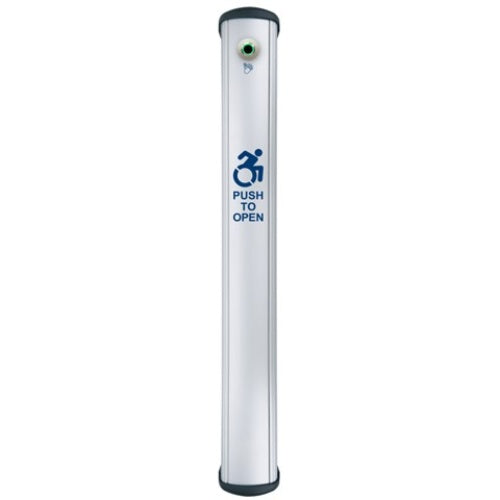Camden CM-8436VR/A4 CM-84 Series Column Side Load Push Plate Switch with Hands-Free Sensor, ACTIVE WHEELCHAIR Symbol and Push to Open Label, 36" x 6", Anodized Clear Aluminum