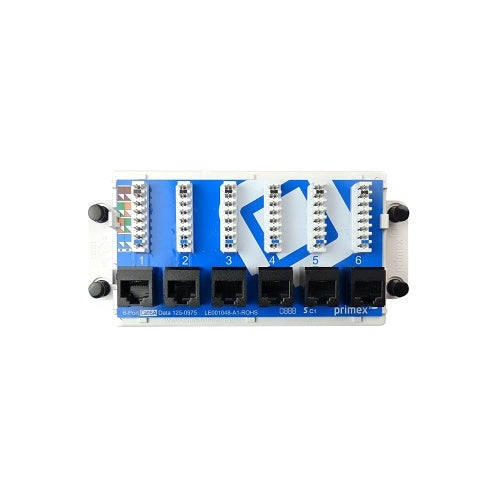 Primex 125-0975 CAT6a Data Module, 6-Port