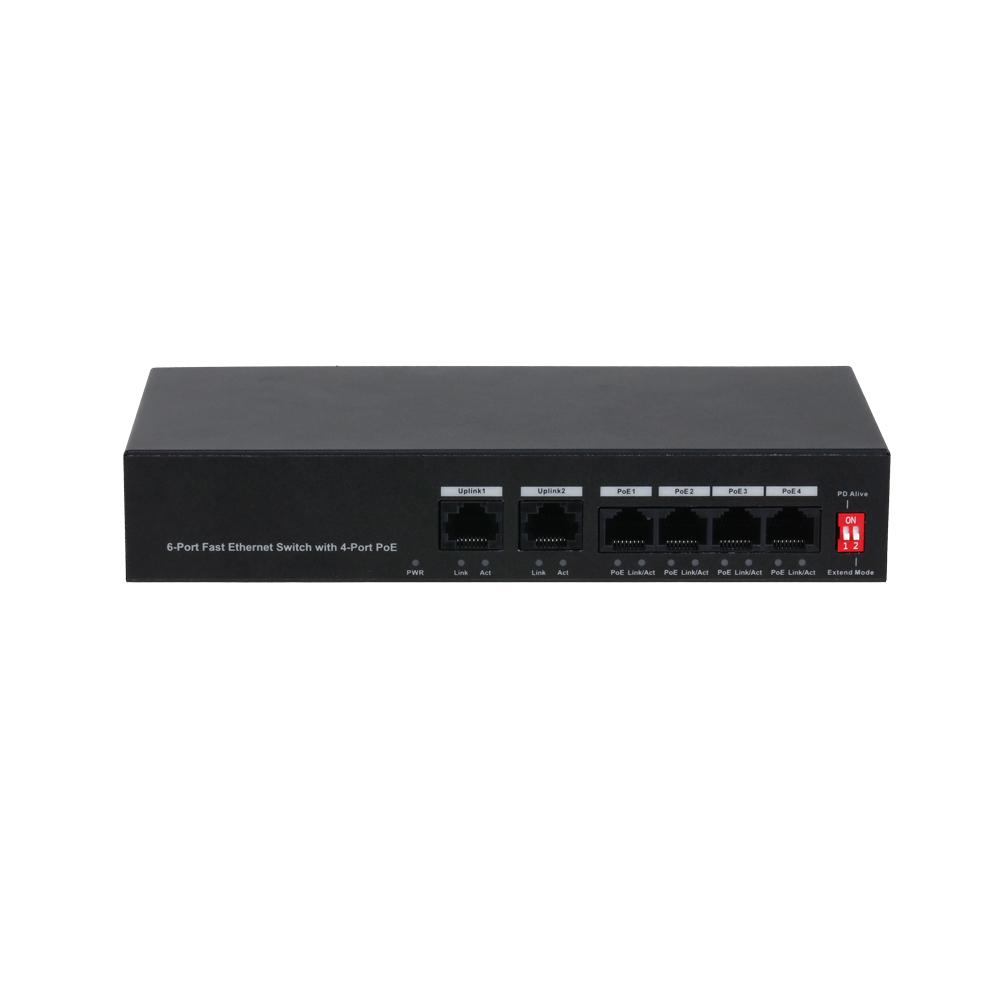 Cymbol 4-Port 100Mbps POE+ Ethernet Switch w/ 2 100Mbps Uplink