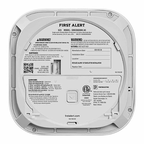 First Alert FSMCO600NVACACL1 SC5 Hardwire Smart Smoke and Carbon Monoxide Alarm with Voice Alerts and App Connectivity