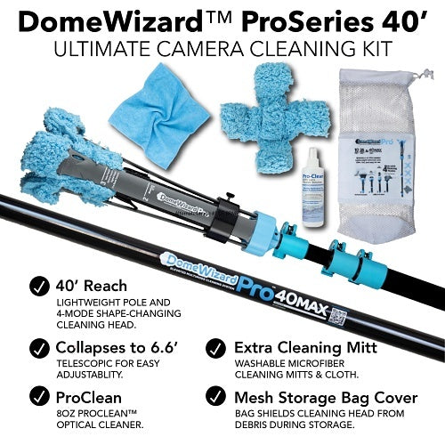 Dotworkz DW-PKG-40-BL 40FT DomeWizardPRO Security Camera Cleaning System Kit, 40\'