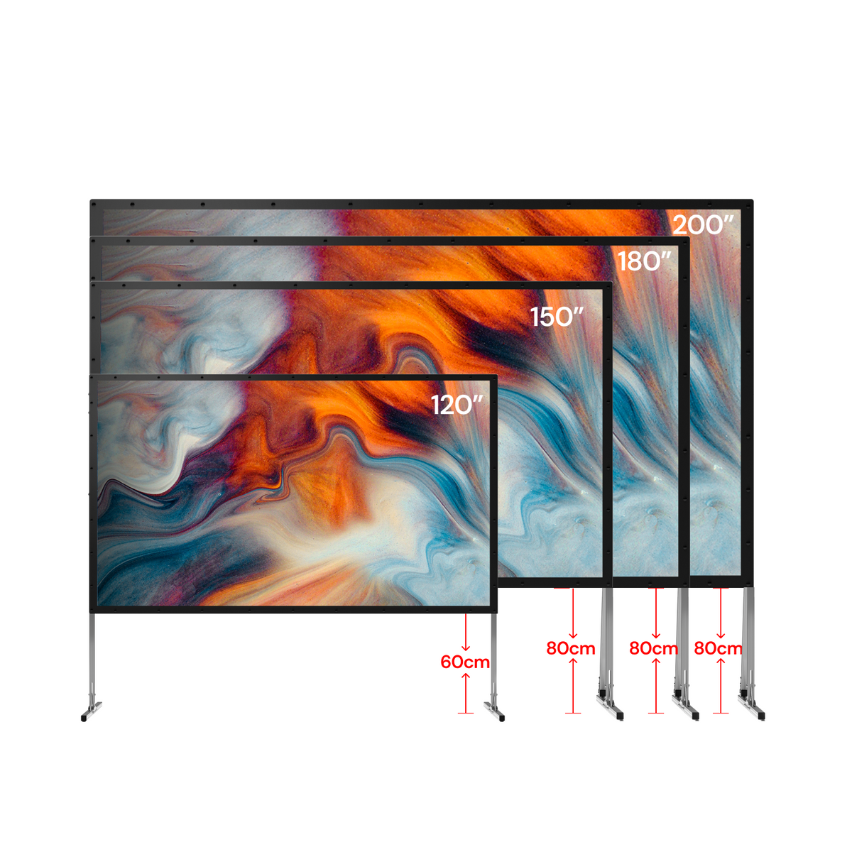 Valerion - 120 Outdoor Camping Portable Folding Matte White Screen