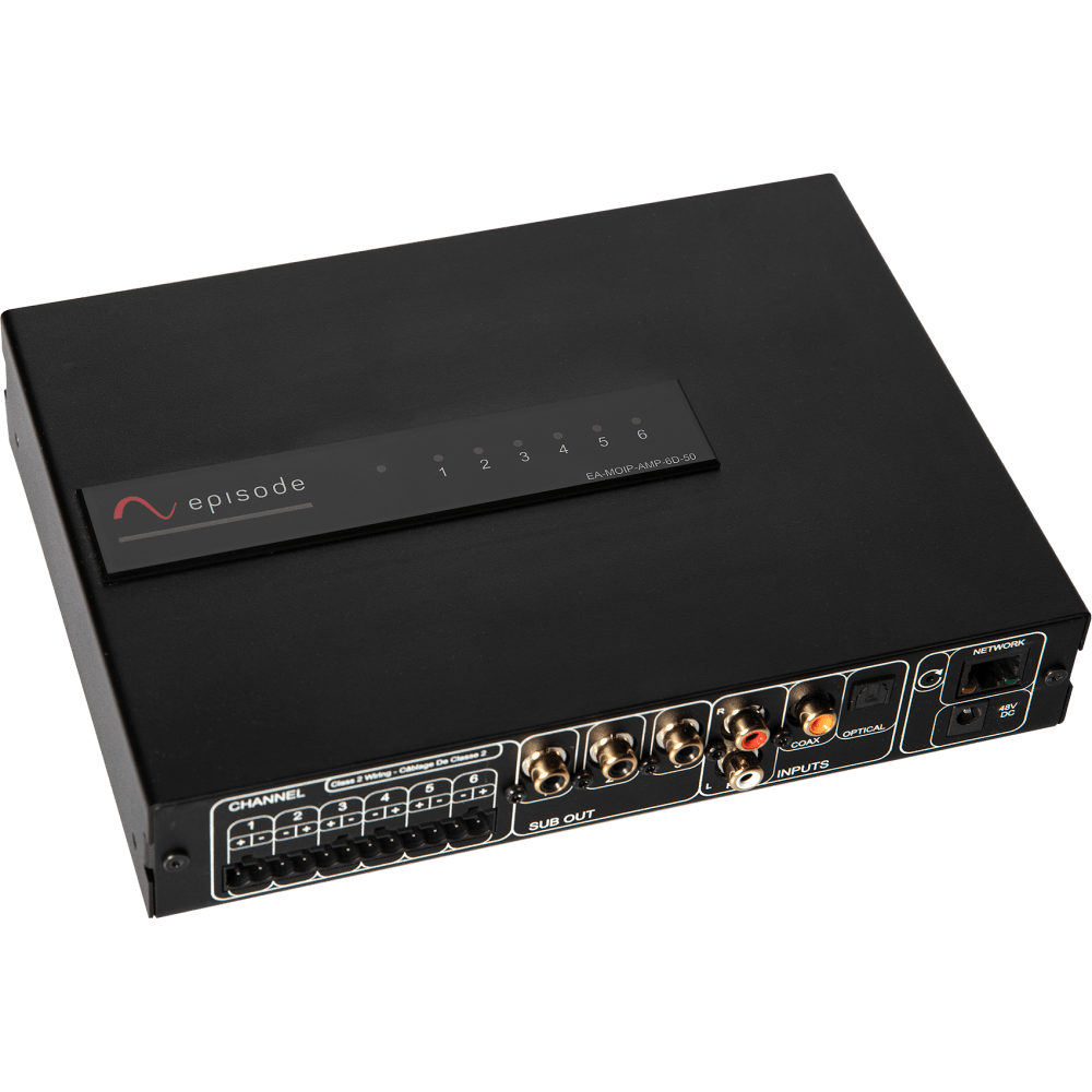 Episode 50W, 6 Channel POE Matrix Switching Amp DSP Config W/ MoIP Streaming Capability