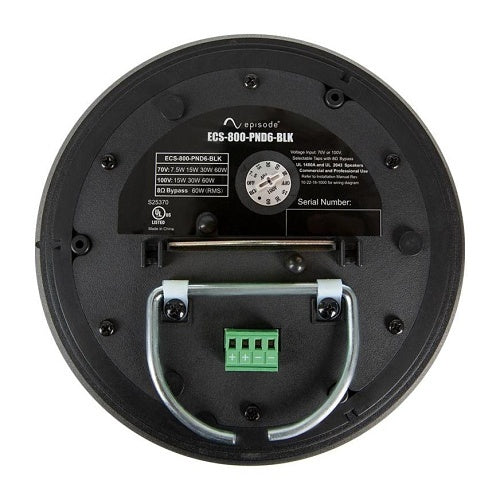 Episode ECS-800-PND6-BLK 800 Commercial Series 70V Pendant Speaker with 6\\" Woofer and Gripple Kit, Black