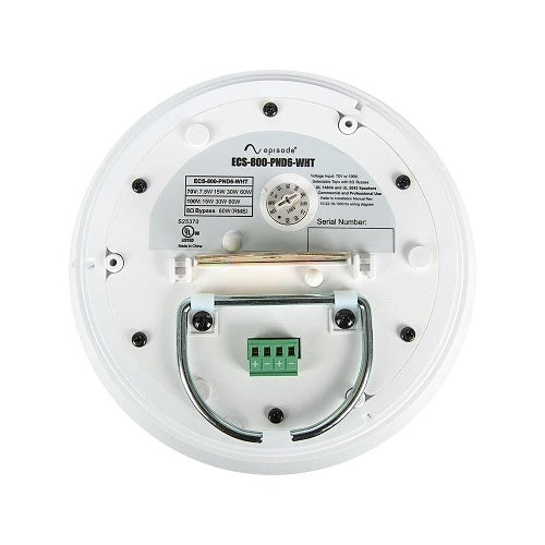 Episode ECS-800-PND6-WHT 800 Commercial Series 70V Pendant Speaker with 6\\" Woofer and Gripple Kit, White