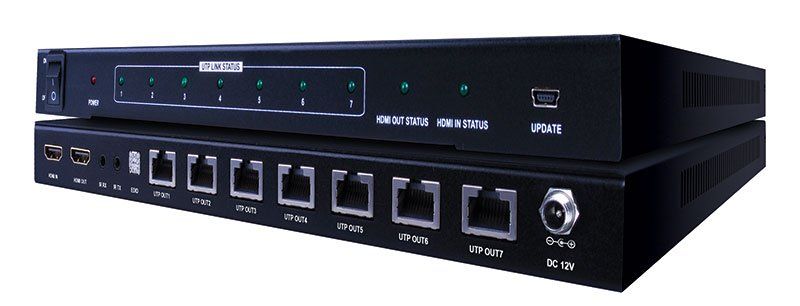 1x7 Plus 1 HDMI Output Splitter over Single CAT5e-CAT6 Cable
