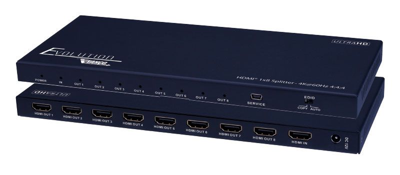 Slim HDMI 1x8 4K Splitter 4K-60Hz HDR HDCP2.2