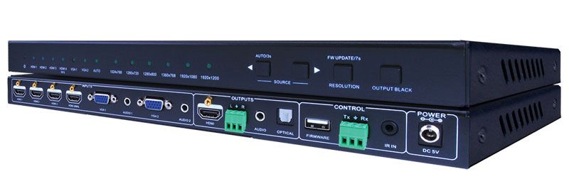 HDMI 6x1 Selector Switch-Scaler 1080p (Inputs: 4-HDMI 2-VGA