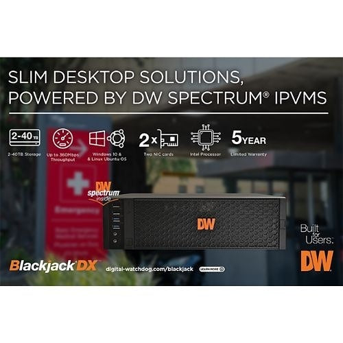 Digital Watchdog DW-BJDX1108T-LX Blackjack DX1 NVR powered by DW Spectrum, 80Mbps, Linux OS, 8TB
