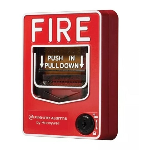 Fire-Lite BG-12 Dual Action Pull Station with SPST N/O Switch, Screw Terminal Connections, Hex Lock