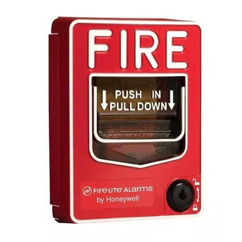 Fire-Lite BG-12 Dual Action Pull Station with SPST N/O Switch, Screw Terminal Connections, Hex Lock