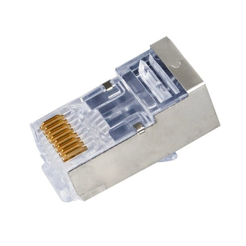 Simply45 S45-1050 Shielded Internal Ground Standard RJ45 Modular Plug for CAT5e Solid Shielded, 50-Pack, Blue Tint