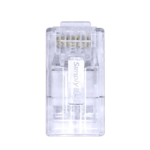 Simply45 S45-1505P Pro Series Pass-Through RJ45 Modular Plug with Cap45 for CAT5e UTP Unshielded, 500-Piece Jar, Blue Tint