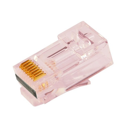 Simply45 S45-1701P Pro Series Pass-Through RJ45 Modular Plug with Cap45 for CAT6/6a UTP Unshielded with Cap45, Hi/Lo Stagger, 50-Piece Clamshell, Red Tint