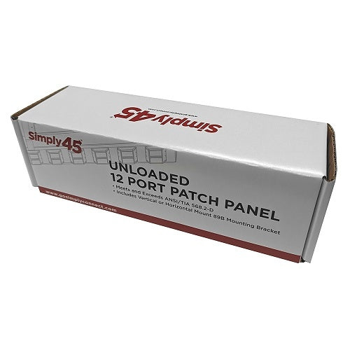 Simply45 S45-2012U 12-Port Unloaded UTP Keystone Patch Panel, Black