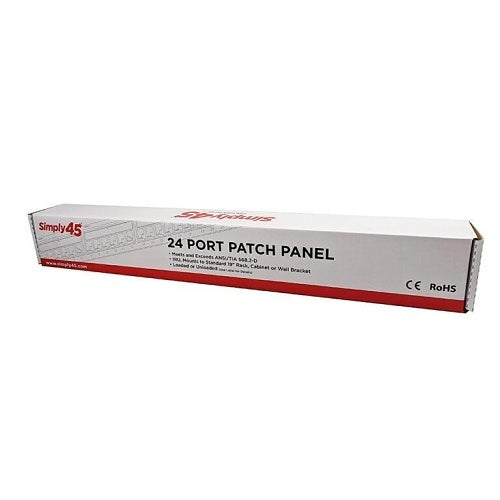 Simply45 S45-2524 Network Patch Panel, 24-Port CAT5E, Loaded