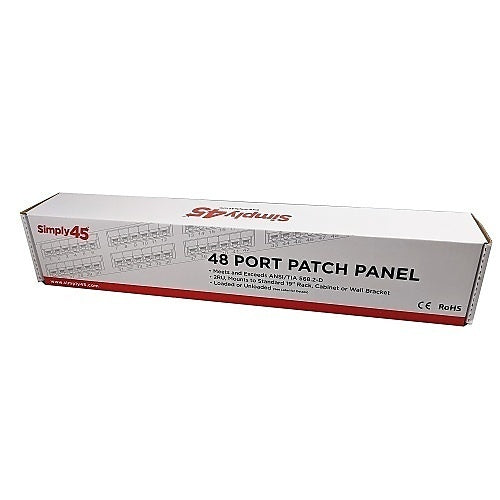 Simply45 S45-2548, 48-Port Loaded Cat5e UTP Patch Panel, RU