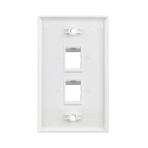 Simply45 S45-3202W-25 Wall Plate, Standard Single-Gang, 2-Port Keystone, White
