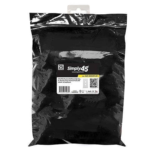 Simply45 S45-3202W-25 Wall Plate, Standard Single-Gang, 2-Port Keystone, White