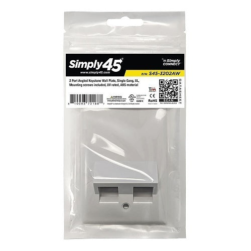 Simply45 S45-3202AW Angled White Ceiling Mount Wall Mount Plate, Standard