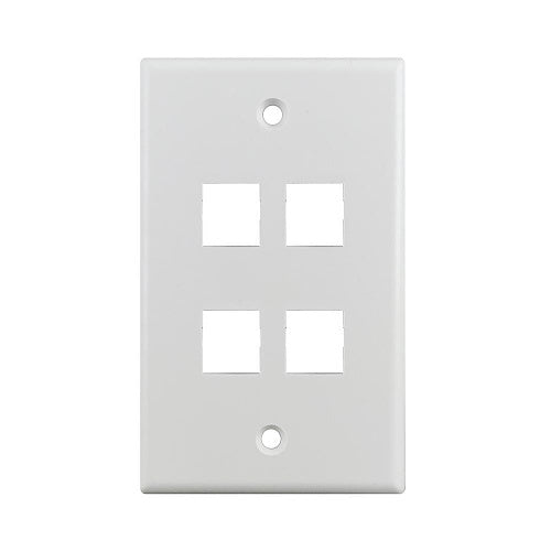 Simply45 S45-3204W-25 Wall Plate, Standard Single-Gang, 4 Ports, White