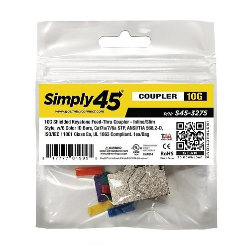 Simply45 S45-3275 Shielded Keystone Feed-Thru Coupler, 10G, 1EA/BAG