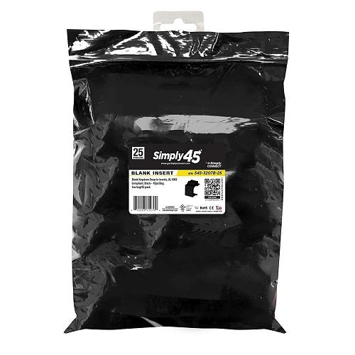 Simply45 S45-3207B-25 Black Keystone Snap-In Insert, UL Listed