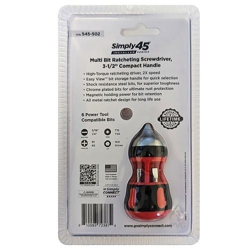 Simply45 S45-502 7-in-1 Multi Bit Ratcheting Screwdriver, 4.5\\"