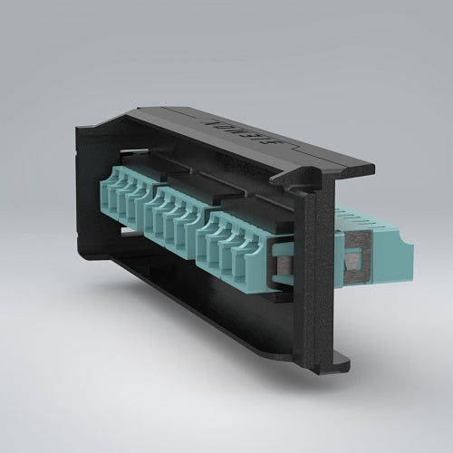 Siemon LVA12-LCQ-BC-A LightVerse Fiber Adapter Plate, 12-Fiber, Flat, LC, Ceramic Sleeve, Aqua Adapter, Black