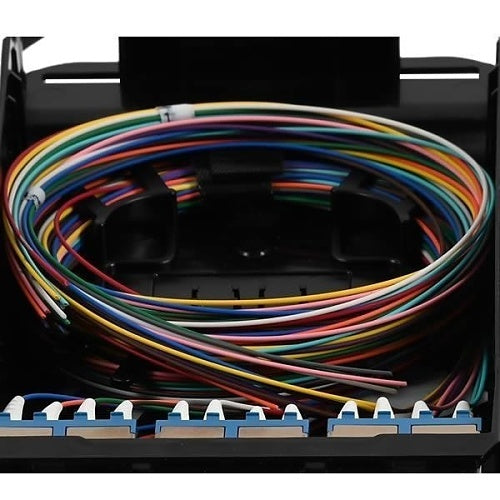 Siemon LVS12-LCPLRAB1A 12-Fiber OM3 Splice Cassette, LightVerse, LC, Aqua Adapter, 900um Buffered Riser, Black Housing
