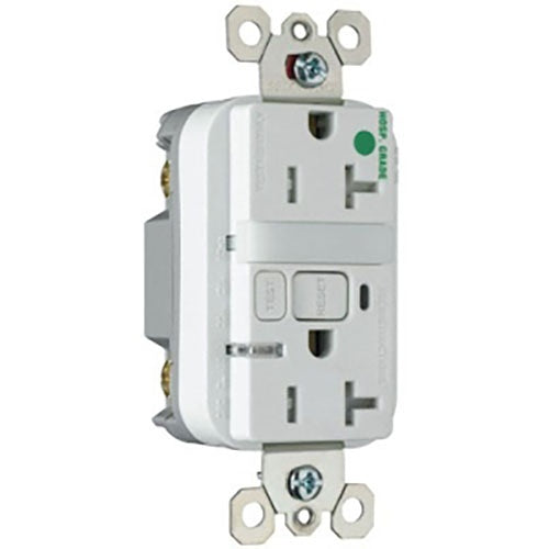 Pass & Seymour 2095HGNTLTRW GFCI Combination Duplex Receptacle with Nightlight, 125V AC at 60 Hz 20A, 2-Pole, 3-Wire, 5-20R, White