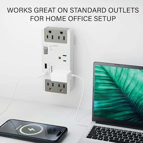 On-Q AC1062 6-Outlet Enclosure Surge Protector with (1) USB-A and (1) USB-C