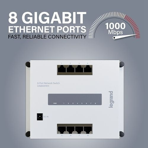 On-Q DA8000WH 8-Port Network Switch