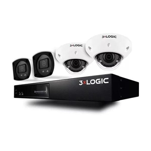 3xLOGIC NVR-1U-8CH-SMBK-4B Small Business Kit, NVR-1U-8CH Appliance with Built-In 8-Channel PoE Switch, 8IP Camera Licenses, 4TB Storage and 4x 4MP Indoor / Outdoor SMBK Bullet Cameras