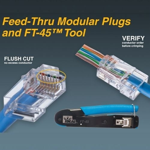 IDEAL 85-377J CAT6 Feed-Thru Modular Plugs, 100-Pack
