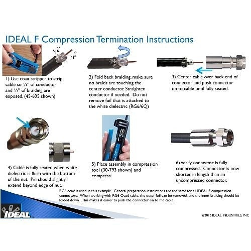 IDEAL 92-650P IDEAL 92-650 RTQ XR RG-6 Compression Connectors, 50-Pack