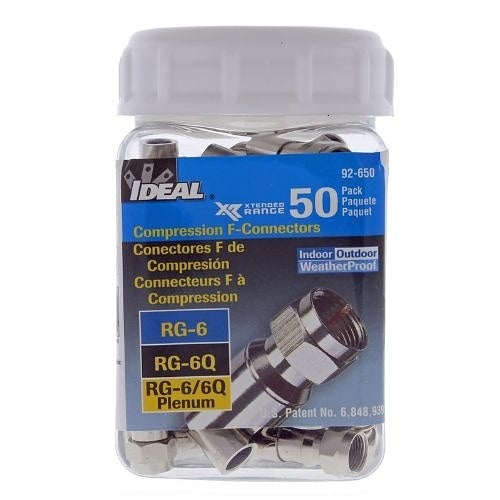 IDEAL 92-650P IDEAL 92-650 RTQ XR RG-6 Compression Connectors, 50-Pack