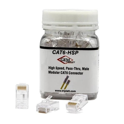 Triplett CAT6-HSP Modular CAT5/6 Male Connector, 50-Pack