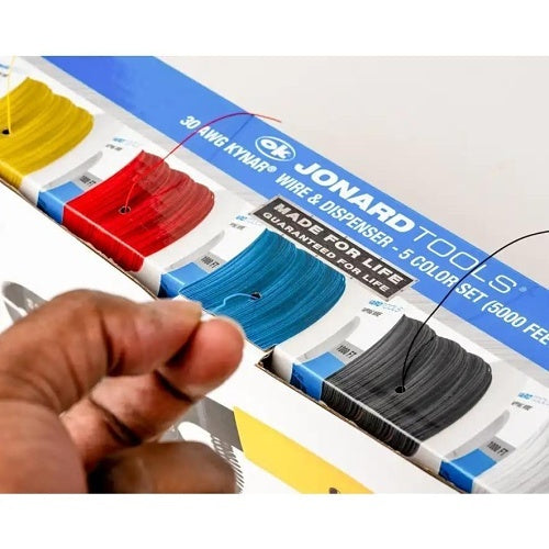 Jonard Tools R30-51000 30 AWG Kynar Wire and Dispenser Box, 5000\', 5 Color Set