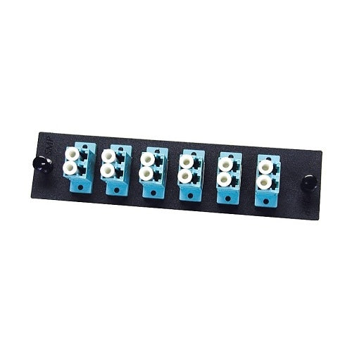 OCC 6112DSC50G Adapter Plate, 12-Port, Dual LC, Multimode, 50µM, Composite Sleeve, 10 Gbe
