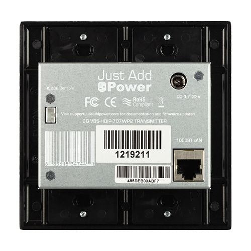 Just Add Power UL-707WP2-BL 3G Ultra Series 2-Gang Thin Wall Plate Transmitter, 10W PoE, Black (Previous VBS-HDIP-707WP2)
