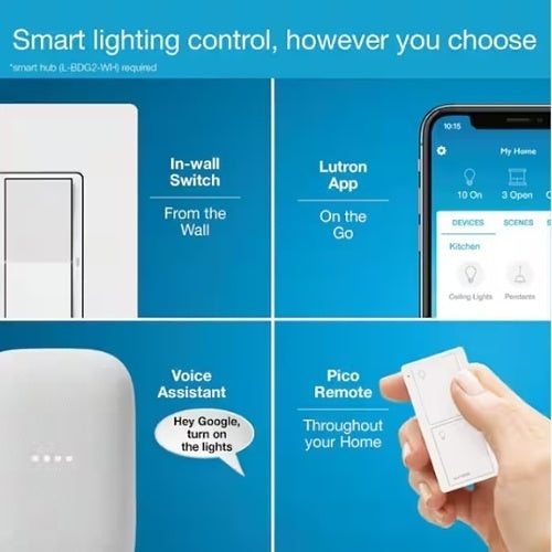 Lutron DVRF-5NS-WH Claro Smart Switch, White