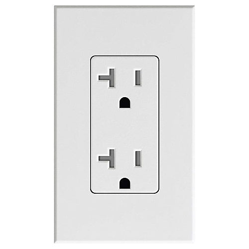 Lutron SCRS-20-TR-SW Claro 20A Tamper-Resistant Duplex Receptacle, Snow